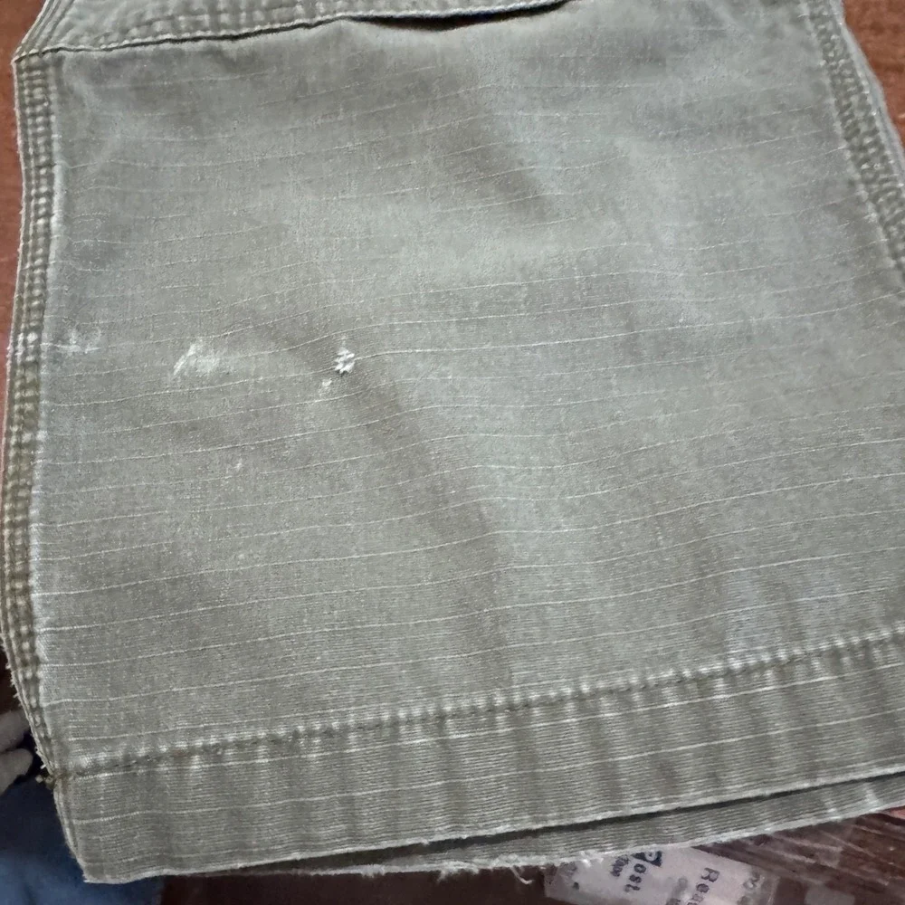 Carhartt Distressed Relaxed Fit Cargo Pants Moss Green 42x30 Mens Workwear *flaw